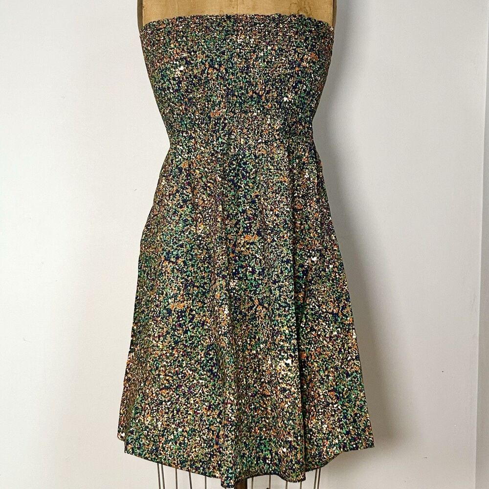 Theory Kiparee Freckle Strapless Cotton Dress S Smocked Missing Straps